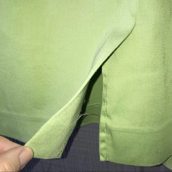 Sandra Darren dress, lime green with brass studs across waist, pockets on front - Picture 7 of 10